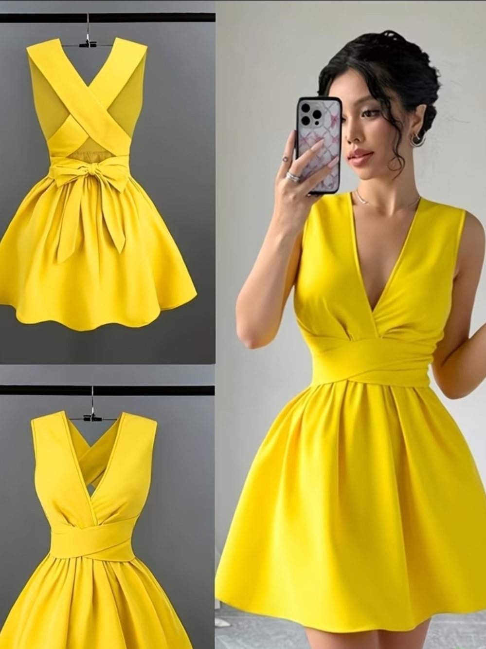 SHEIN Yellow Mini Dress Large